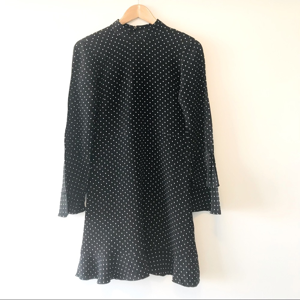 Long sleeve polka dot dress with frills